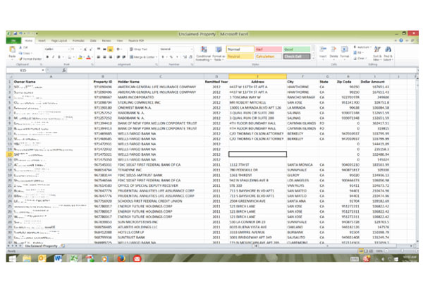 Screenshot of Excel spreadsheet - Money Finder Biz.